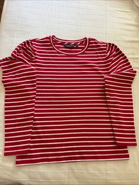 Vineyard Vines Red and White Striped Long Sleeve Tee